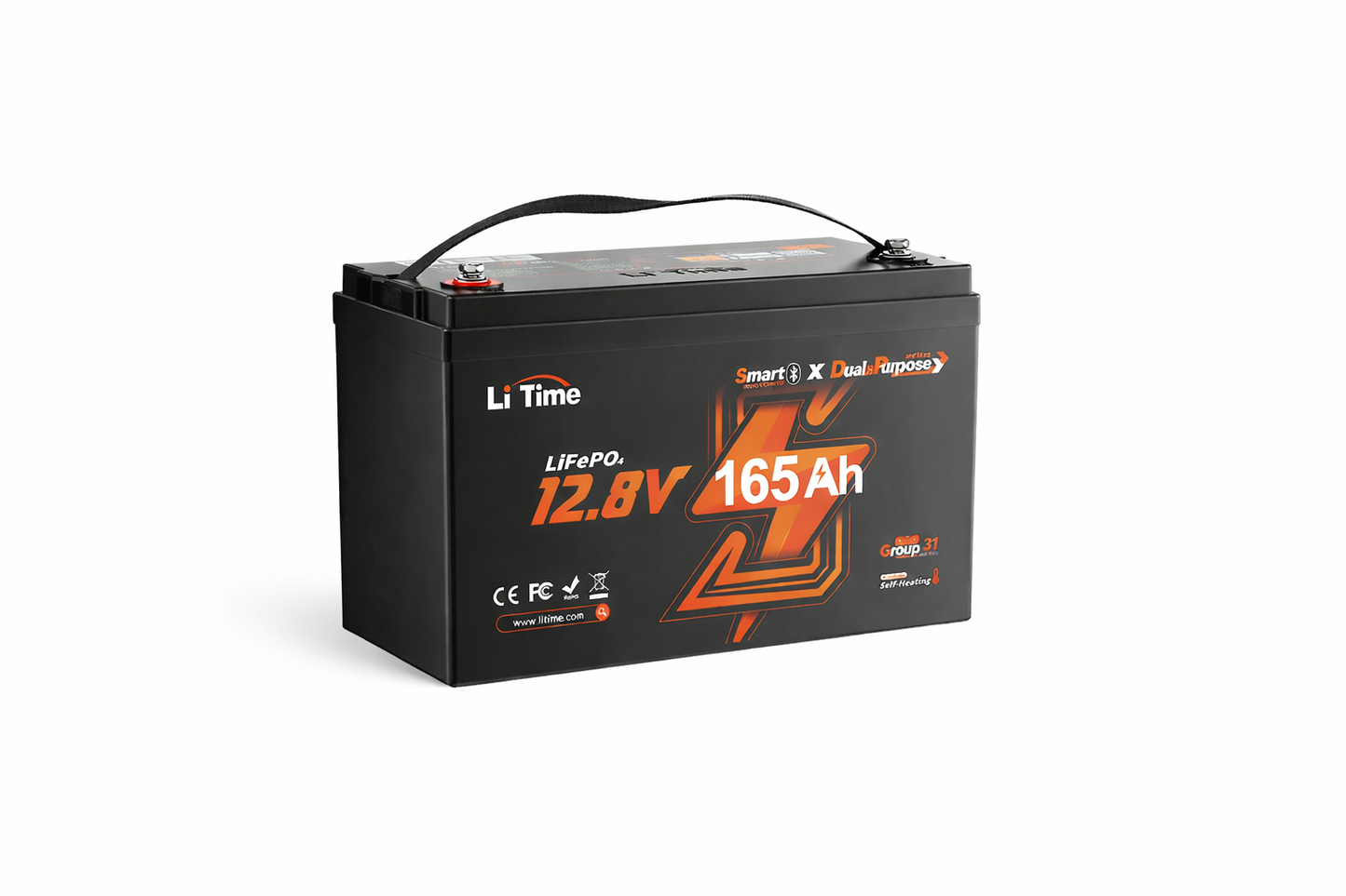 LiTime 12V 165Ah 1200 CCA Dual Purpose Marine Lithium Battery | Bluetooth & Auto Heating